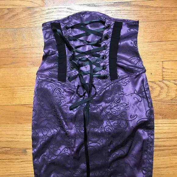 Vintage Lip Service Exit to Eden Gothic Victorian High Waist Purple Skirt XS - Picture 2 of 10